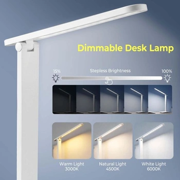 Bezdrôtová LED stolná lampa Diboniur 1800 mAh, biela