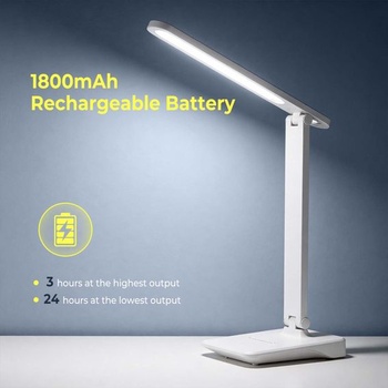 Bezdrôtová LED stolná lampa Diboniur 1800 mAh, biela