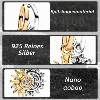 Prívesok NJCXOLA Charms pre ženy, striebro 925, zlato, slnko, mesiac, hviezdy, pavé klip, prívesok s