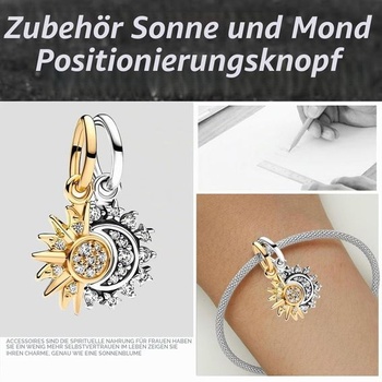 Prívesok NJCXOLA Charms pre ženy, striebro 925, zlato, slnko, mesiac, hviezdy, pavé klip, prívesok s