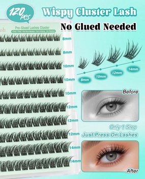 Obeyalash Press On Lashes Samolepiace riasy Opakovane použiteľné C-obtočené riasy Aplikujte zospodu