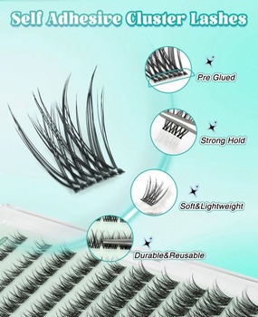 Obeyalash Press On Lashes Samolepiace riasy Opakovane použiteľné C-obtočené riasy Aplikujte zospodu