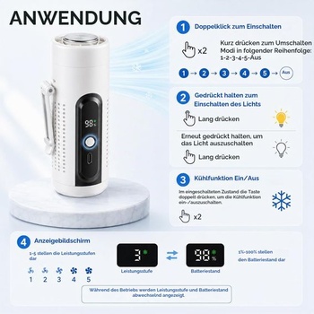 Ručný ventilátor ZONSUSE, mini ventilátor s chladiacou podložkou, prenosný ventilátor 3 v 1 sa