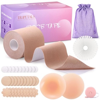 Sada opasok na prsia s 10 pármi vložiek na bradavky, samolepiaca podprsenka, push-up, veľkosť L, béžová