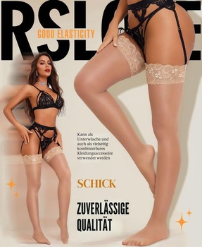 Dámské sexy punčochy RSLOVE - krajkové punčochy s podvazkovým pásem, nylonové punčochy 20 Denier