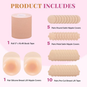 Sada podprsenek s lepicí páskou 4 v 1, Boobietape Push Up (DE/NL/SE/PL, alfanumerická, L, velké