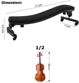 Ramenná opierka Ffalstaff pre husle 1/2, nastaviteľná, ergonomická, vyrobená z ABS s mäkkým