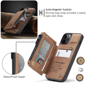 Magnetický kryt 2 v 1 pre iPhone 12 Pro Max, tenký a robustný TPU kožený flipový kryt so stojanom,