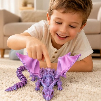 3D drak s krídlami, 30cm dračia hračka s očami