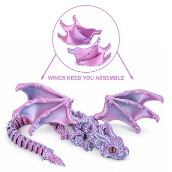 3D drak s krídlami, 30cm dračia hračka s očami