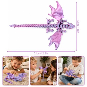 3D drak s krídlami, 30cm dračia hračka s očami