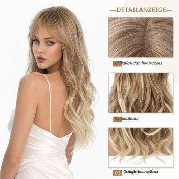 Pwsap Dlouhé kudrnaté světle blond paruky pro ženy vlny syntetické popelavě blond