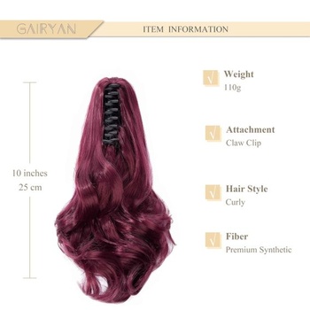 25cm culíkový příčesek s copánky, dlouhé kudrnaté drápy, clip-in culíkové prodloužení, syntetické