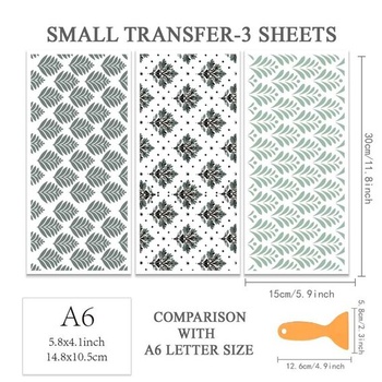 OLYCRAFT 3 listy/sada samolepek na transfer pozadí na nábytek 30x15cm samolepky na transfer