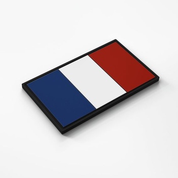 Gumová nášivka s francúzskou vlajkou (farebná) 8 x 5 cm - Ako odznak na uniformy, nepriestrelné