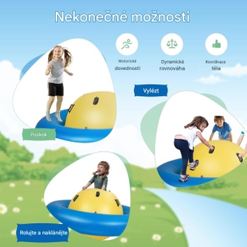 Nafukovacia lezecká guľa pre deti YA21091JMDEDE, so 6 držadlami, nosnosť 113 kg, modro/žltá - B