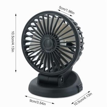 USB ventilátor do auta, 360 ° otočný ventilátor do auta s 3 rýchlosťami, silný prúd vzduchu,