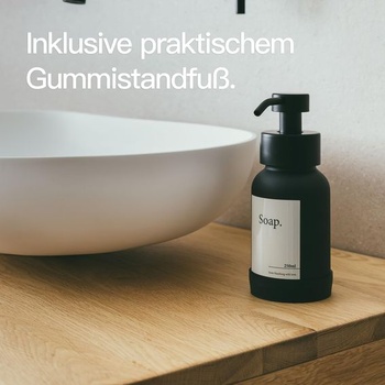 Designfabrik Hamburg Sklenený dávkovač mydla | Čierna/Čierna | Silikónová základňa bez nástenného