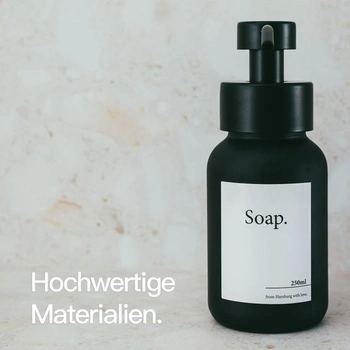 Designfabrik Hamburg Skleněný dávkovač mýdla | Černá/Černá | Silikonová základna bez nástěnného
