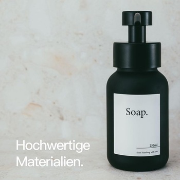 Designfabrik Hamburg Sklenený dávkovač mydla | Čierna/Čierna | Silikónová základňa bez nástenného