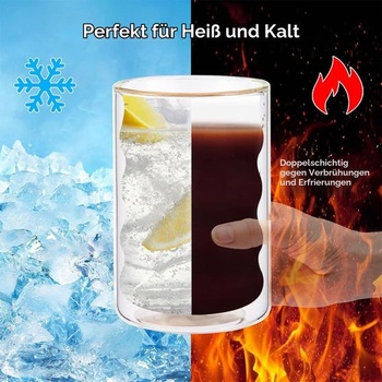 Súprava bublinkových pohárov na Latte Macchiato, 2 x 400ml dvojstenné bublinkové poháre na kávu s 2