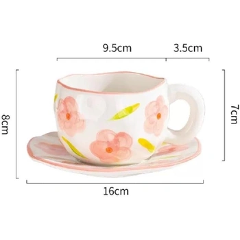 Hrnek s podšálkem TÜDAZWKA s květy, 250 ml
