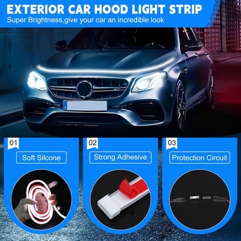 DREAMOTOR LED svetlá pre denné svietenie, 180 cm, flexibilná, vodotesná, svetelná rampa pod kapotu,