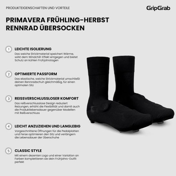 Pletené cyklistické návleky GripGrab Primavera na cestnú cyklistiku - Aero návleky na topánky čierne,