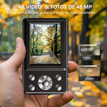 4K digitální fotoaparát 【2 displeje】 - 64 GB, 48 MP, Ultra HD, automatické ostření, kompaktní