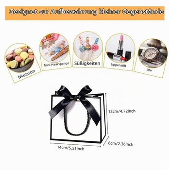 Inavoty mini darčekové tašky s ušami, 12 kusov, biela, čierna, svadba, narodeniny, párty, 14 x 6 x 12