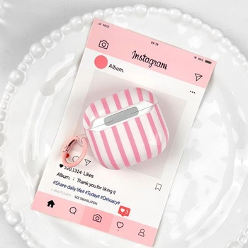 Puzdro Reownest kompatibilné s AirPods Pro/Pro 2 s čistiacou sadou, roztomilý pruhovaný vzor,