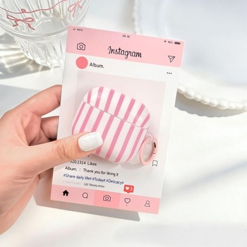 Puzdro Reownest kompatibilné s AirPods Pro/Pro 2 s čistiacou sadou, roztomilý pruhovaný vzor,