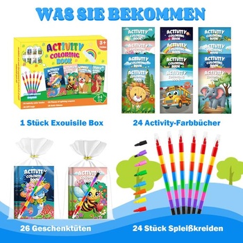 24 mini omaľovánok pre deti s ceruzkami - Párty darček k detským narodeninám - Color-24
