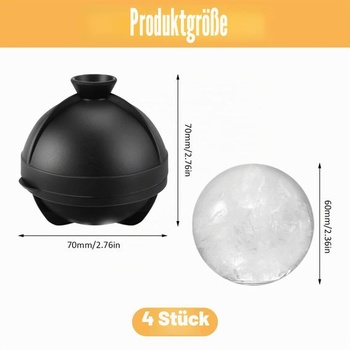 Sada 4 silikonových formiček na led, 6 cm, na led, whisky, koktejly a víno