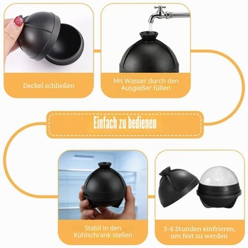 Sada 4 silikonových formiček na led, 6 cm, na led, whisky, koktejly a víno