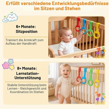 Sada 4 kroužků JoyLife do dětských postýlek, dětská pomůcka na stahování do ohrádek, dětské pomůcky