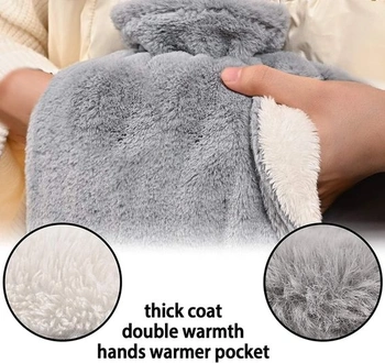 Termofor s víkem, 1,2 l, nadýchaný termofor s klokaní kapsou, ohřívač rukou, dárek z nepropustné