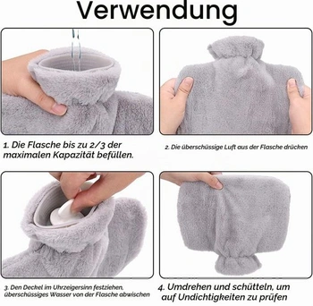 Termofor s víkem, 1,2 l, nadýchaný termofor s klokaní kapsou, ohřívač rukou, dárek z nepropustné