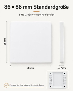 Záslepka pre elektrickú zásuvku, 4 kusy, 86 x 86 mm, biela
