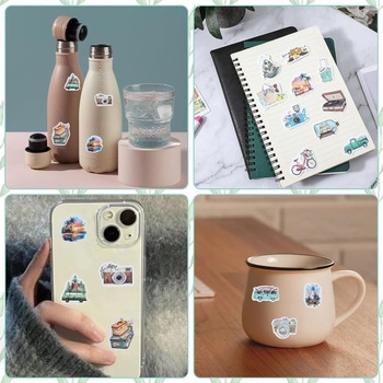 Sada 100 cestovných samolepiek AOZUO, cestovné samolepky na scrapbooking, samolepky do denníka na