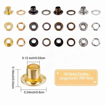 GORGECRAFT 200 sad 4 barevných oček a průchodek s 3mm otvorem, samonosná mini očka s podložkami pro