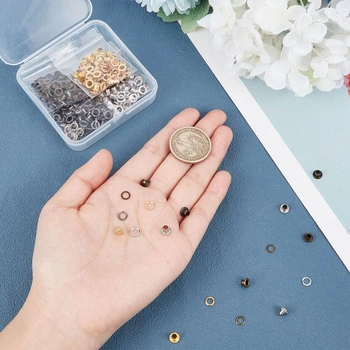 GORGECRAFT 200 sad 4 barevných oček a průchodek s 3mm otvorem, samonosná mini očka s podložkami pro