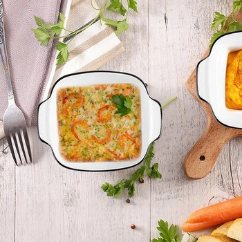 Pokud se dobře nemýlím, malá keramická zapékací miska, sada 4 kusů, bílá keramika, 14,5 x 11,5 x
