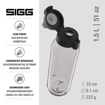 Sigg - Tritánová fľaša na pitie - Total Color ONE Transparent - Vhodná pre sýtené nápoje - Vhodná do