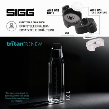 Sigg - Tritánová fľaša na pitie - Total Color ONE Transparent - Vhodná pre sýtené nápoje - Vhodná do