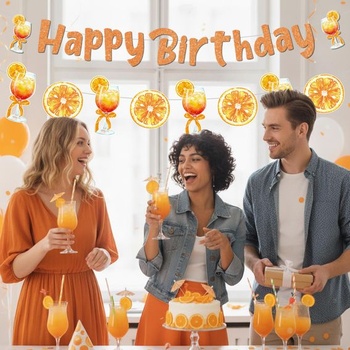 Girlanda s narodeninovou dekoráciou Aperol - oranžová narodeninová dekorácia, girlanda k narodeninám,