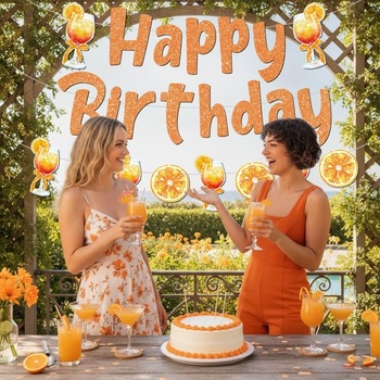 Girlanda s narodeninovou dekoráciou Aperol - oranžová narodeninová dekorácia, girlanda k narodeninám,