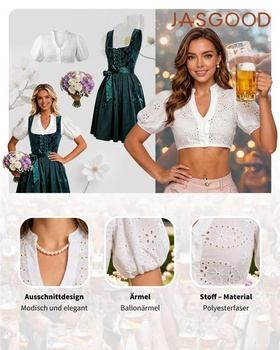 Dámská halenka JasGood Dirndl, tradiční halenka, krátká halenka s výstřihem do V na Oktoberfest,