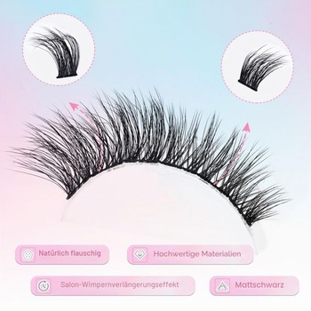 3D nadýchané shluky řas, EMEDA Individuální sada prodlužování řas 8 mm DIY shluky řas 3D efekt