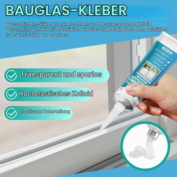 Okenný silikón, stavebný silikón, priehľadný, tmel na sklo, elastický, 100ml